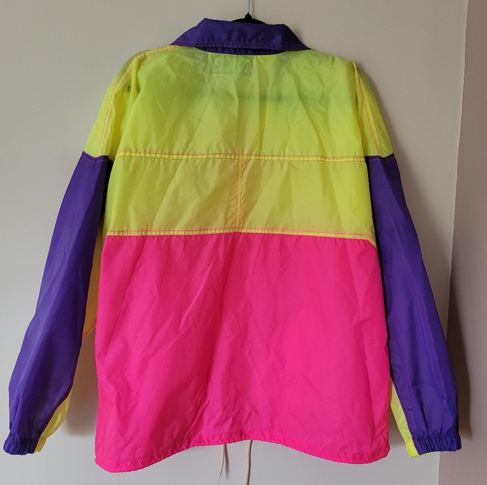 Vintage 90s Neon Windbreaker Lightweight Jacket - Picture 2 of 7